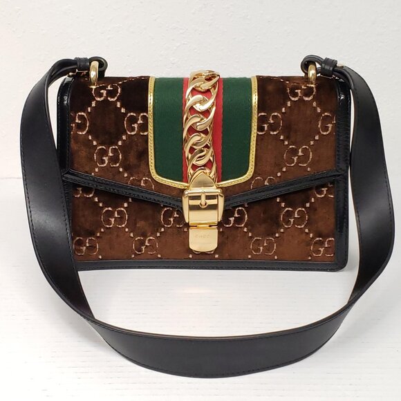Authentic Gucci Sylvie GG Brown Shoulder Bag Luxury Designer Bag - Picture 2 of 16